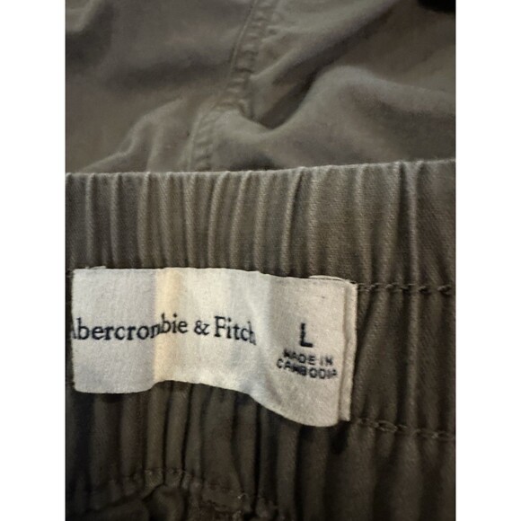 Abercrombie Women's Brown Green Khaki Cargo Shorts Elastic Waist Cotton Size L - Picture 2 of 8